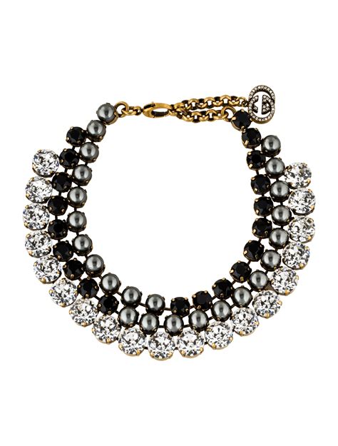 gucci crystal and faux pearl necklace|gucci inspired choker necklace.